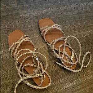 Steve Madden Tan and Silver Strappy Sandals
